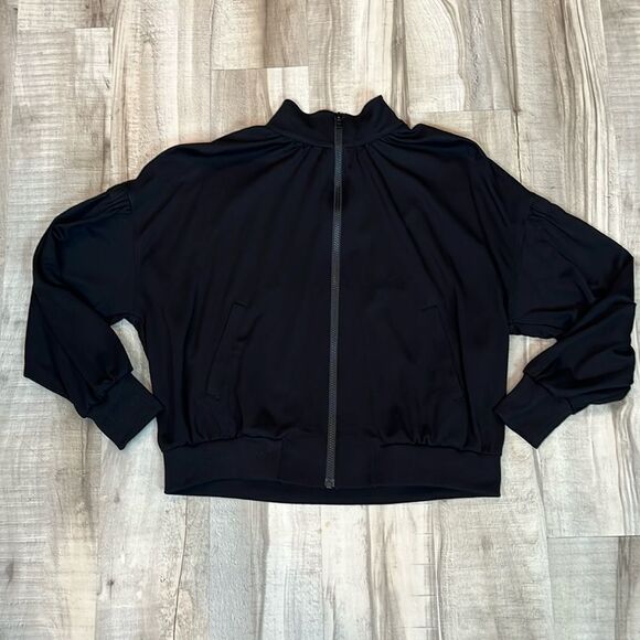 Cabi zip lightweight bomber jacket sweatshirt size small puff sleeves - Picture 2 of 9